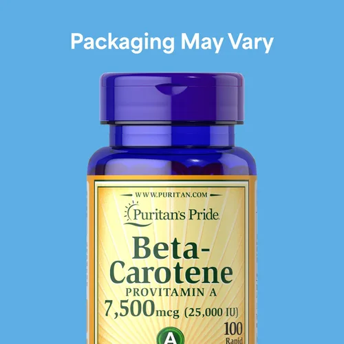 Vista 2 de Puritan's Pride Beta Caroteno Provitamina A 7,500 mcg (25,000 UI), suplemento vitamínico para el sistema inmunológico, antioxidante y apoyo a