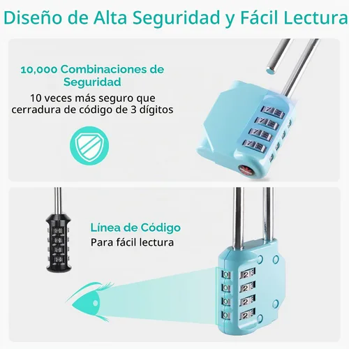 Vista 4 de CL21AS - Candado de combinación con grillete largo de 2.6 pulgadas, 4 dígitos, candado de combinación para casillero de gimnasio, escuela, puertas 1