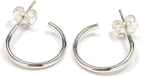 Vista 8 de Aretes de aro de plata de ley, plata de ley 925, 0.472 in, 16 ga, aretes de aro para mujer, aretes de aro de plata hipoalergénica, aretes de aro