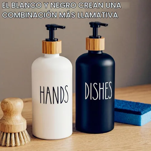 Vista 6 de Cisily Juego de dispensador de jabón de cocina con organizador para fregadero, botella de vidrio, dispensador de jabón para manos y platos