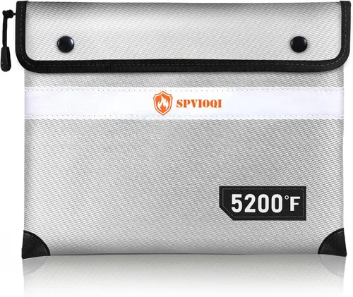 Vista 11 de Bolsa de Documentos Ignífuga Mejorada de 5200°F - Bolsa Ignífuga con Cremallera, Aislada Térmica, Tira Reflectante para Encontrar Rápidamente