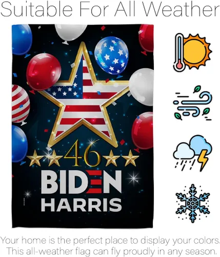 Vista 5 de Biden Harris Flag Juego de 46 banderas de jardín con soporte de voto patriótico, presidente demócrata, republicano, fiesta de té estadounidense