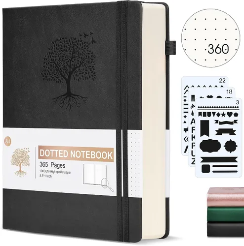 Vista 20 de Ansopu Cuaderno de puntos, 360 páginas numeradas, cuadrícula de puntos, de 8.5 x 11 pulgadas, papel de punto de 3.53 oz/m², tapa dura gruesa