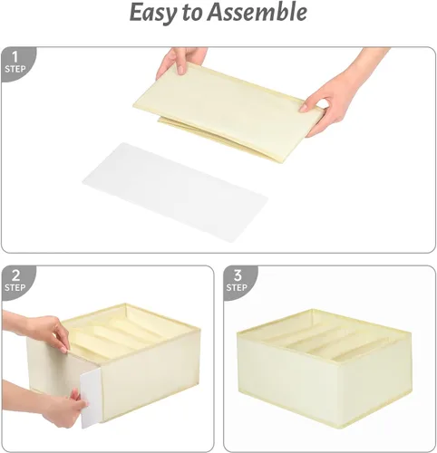 Vista 5 de Organizadores de cajones para jeans y ropa, caja de almacenamiento de armario de 5 compartimentos, organizador de ropa lavable para ropa plegada