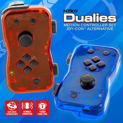 Vista 2 de Nyko Dualies Controller Set for Nintendo Switch - RedBlue Comfortable, Responsive, and Precise Wireless Gaming with Motion Control, USB C Charge