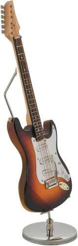 Vista 2 de Broadway Gift Co. Guitarra eléctrica en miniatura marrón oscuro de 7 pulgadas decoración de mesa de madera