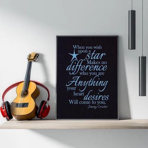 Vista 2 de AMERICAN LUXURY GIFTS Jiminy Cricket Cita – Arte de pared tipográfico inspirador – Decoración motivacional para sala de estar, oficina, aula