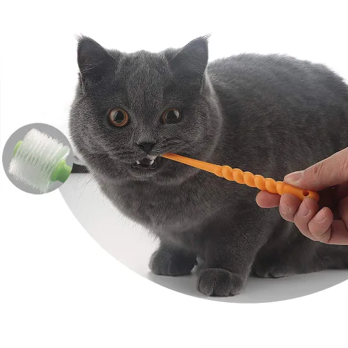 Vista 4 de VTurboWay Cepillo de dientes para mascotas de 360 grados para cachorros, perros pequeños y gatos, los colores pueden variar