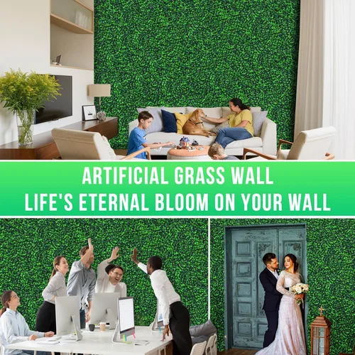 Vista 5 de Grooy Paneles de rollo artificiales de madera de boj, 40" x 120" (33.33 pies cuadrados) Pantalla de valla de privacidad con hojas de hiedra