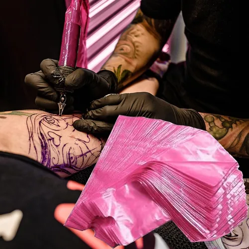 Vista 3 de ZHOOGE 300 piezas de color rosa tatuaje máquina cubre 2.4 x 7 pulgadas tatuaje pluma cubre tatuaje máquina bolsas tatuaje suministros tatuaje