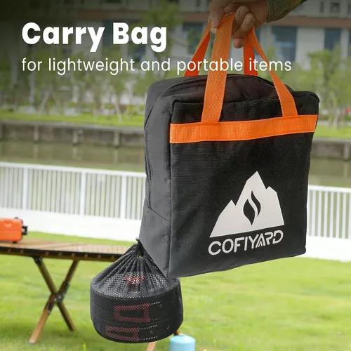 Vista 7 de Cofiyard Kit de estufa de propano de 2 quemadores para acampar con utensilios de cocina, estufa de gas propano plegable al aire libre, estufa