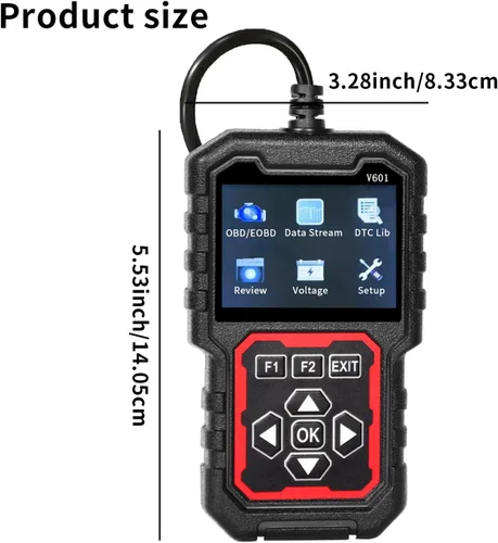 Vista 9 de V601 Escáner de Diagnóstico Profesional OBD2 - Lector Rápido de Códigos de Luz de Verificación del Motor, Probador de Voltaje, Preparación I/M
