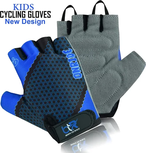 Vista 3 de BTR BORN TO RACE Guantes de ciclismo para niños y niñas, guantes de ciclismo para scooter, BMX, ciclismo, ciclismo, equitación, guantes de medio dedo