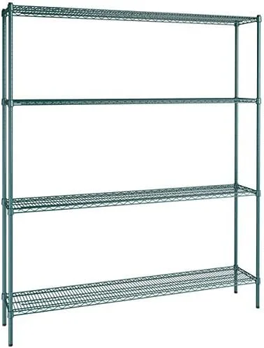 Vista 292 de Kit de 4 estantes de epoxi verde NSF de 21 x 72 pulgadas con postes de 86 pulgadas, estantería de almacenamiento resistente, kit de estantería