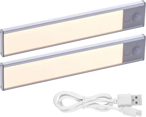 Vista 8 de PureOptics LED Iluminación recargable para debajo del gabinete, sensor de movimiento de encendido/apagado, LED blanco cálido, instalación adhesiva