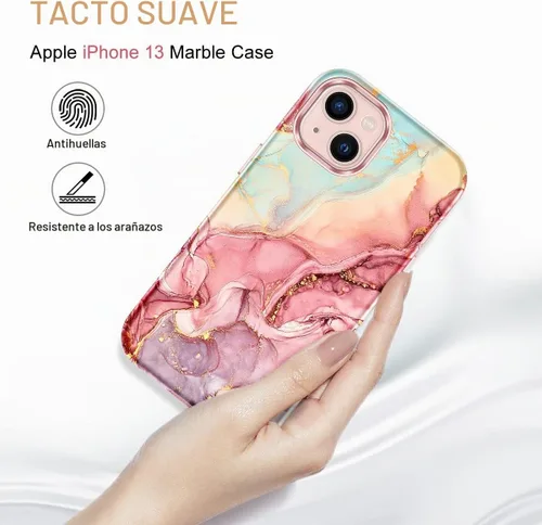 Vista 8 de CASEFIV Compatible con funda para iPhone 13, patrón de mármol 3 en 1, resistente a golpes y caídas, cuerpo completo, policarbonato duro y silicona