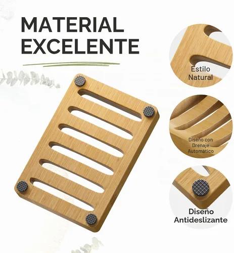 Vista 3 de AmazerBath Soporte para jabón, jabonera de bambú, jabonera de madera, paquete de 2 soportes de bambú para jabón, jaboneras para jabón de barra