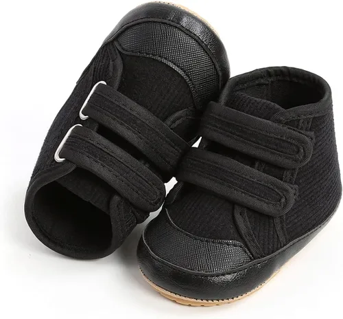Vista 4 de COSANKIM Zapatos deportivos para bebé niño y niña, zapatos de tobillo altos, antideslizantes, suela suave, zapatos de cuna para niños pequeños