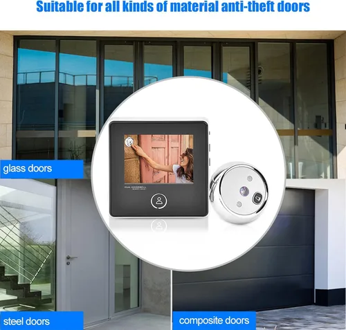 Vista 7 de Peephole - Timbre de video de 3 pulgadas, pantalla TFT LCD de 120 grados, timbre visual inteligente con cámara de visión nocturna IR de 1MP