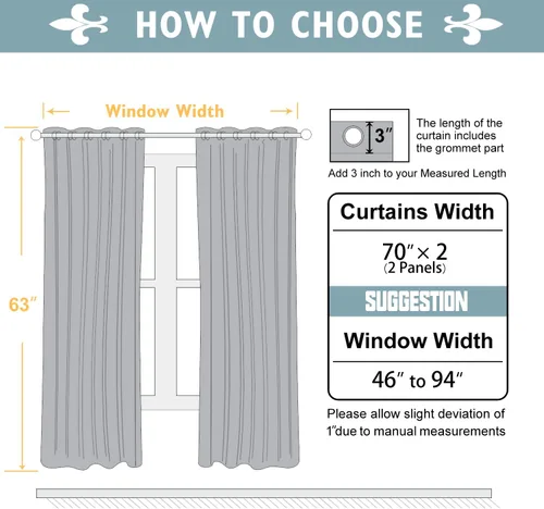 Vista 124 de ChrisDowa - Cortinas cortas para ventana de 40 pulgadas para dormitorio - Cortinas cortas con ojales y aislamiento térmico para oscurecer