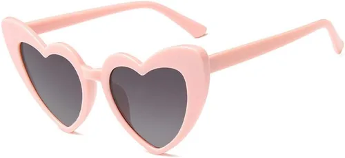 Vista 6 de Gafas de sol en forma de corazón para mujer, estilo ojo de gato, estilo retro 2 negro