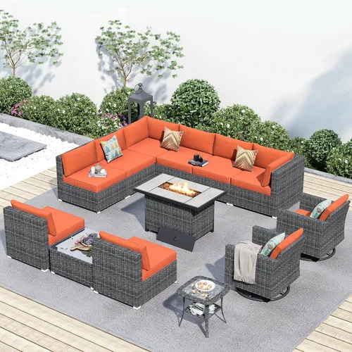 Vista 80 de HOOOWOOO Patio Sectional Furniture Set,2 Piece Couch Set with 2 Matching Armless Chairs(Beige)