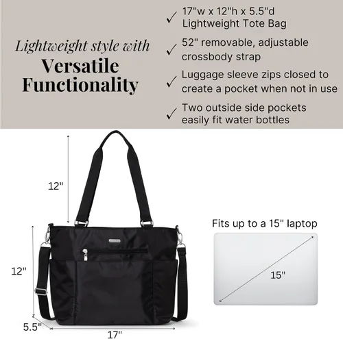 Vista 4 de Bolso para portátil Baggallini Essential - Bolso de trabajo con funda para portátil - Bolso cruzado ligero para el hombro para viajes para mujeres