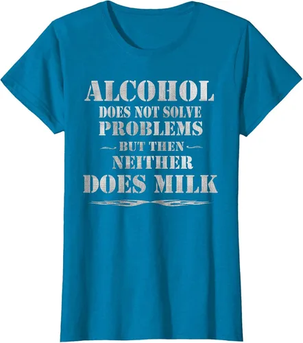 Vista 14 de Alcohol Does Not Solve Problems. But Then, Neither Does Milk T-Shirt Asphalt Grey