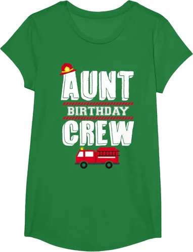 Vista 50 de Aunt Birthday Crew Fire Truck Fireman - Camiseta para fiesta de acogida, Negro, S