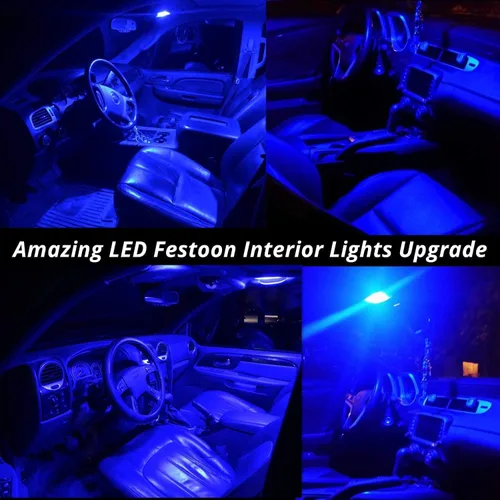 Vista 2 de Alla Lighting Bombillas LED de festón DE3021 DE3022 7065 de 31mm, 10000K azul CAN-Bus interior cúpula, mapa, maletero, luces de cortesía paso Azul