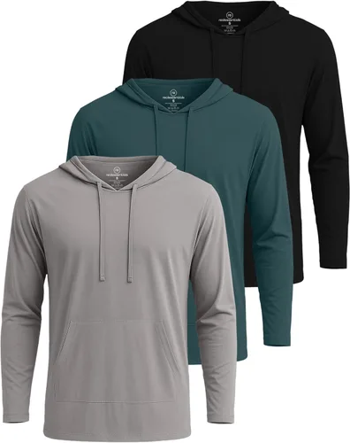 Vista 7 de Real Essentials 3 Pack: Sudaderas con capucha de cordón de algodón para hombre, ligeras y casuales, con bolsillo
