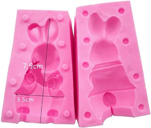 Vista 3 de Molde de silicona para velas y chocolate con conejo y conejito 3D, herramientas de decoración de jabón y pasteles para Pascua