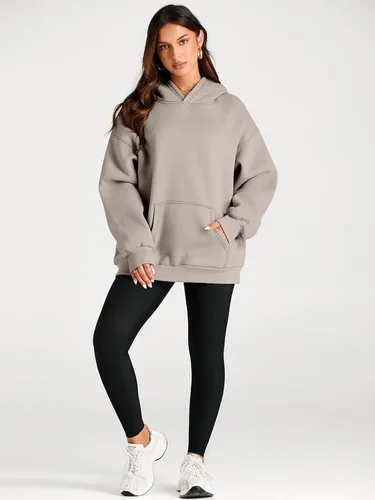 Vista 35 de Trendy Queen - Sudaderas extragrandes con capucha para mujer, suéteres de manga larga, sin botones, de vellón, de otoño, ropa de invierno