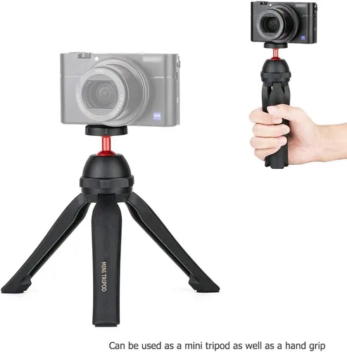 Vista 2 de Mini trípode para cámara, trípode de mesa de video de mano con cabezal de bola de 360° para Sony ZV-1 RX100VII RX100 VI RX100V A7C A6100 A6300 A6400