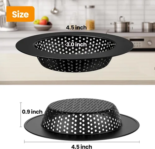 Vista 2 de Huntorny 2 Piezas Colador y Tapón de Drenaje para Fregadero de Cocina, Atrapador de Drenaje y Protector de Drenaje para Fregadero de Cocina, Tapón