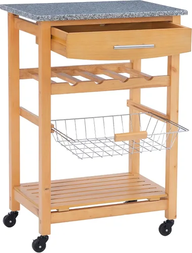 Vista 12 de Granite Top Carrito de cocina - color natural, Madera, Natural DAA