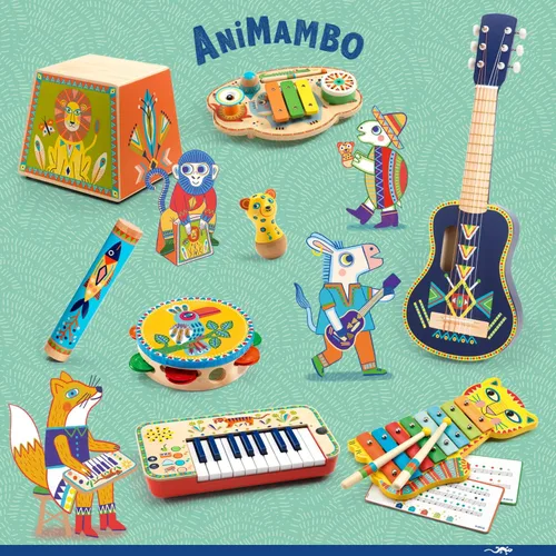 Vista 5 de DJECO Animambo - Sintetizador - Instrumento musical seguro para niños, lindo juguete musical educativo para habilidades motoras, creatividad