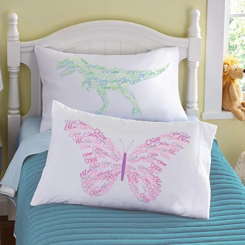 Vista 2 de Let's Make Memories Name Art - Funda de almohada, personalizada con nombre, hora de la siesta/hora de acostarse, mariposa