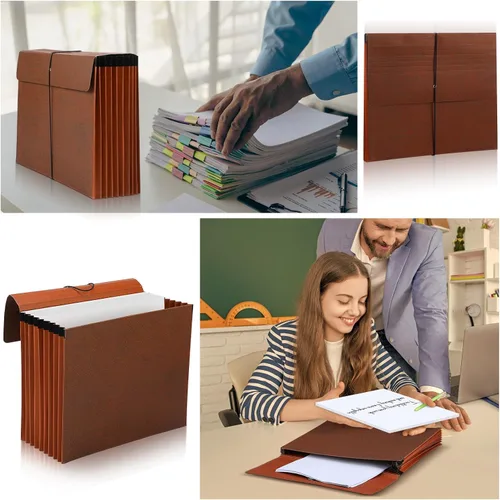 Vista 4 de PerKoop Carpeta de archivos expansible con solapa de 7 pulgadas con cierre de cordón elástico, organizador de documentos resistente, 10 ranuras, 1