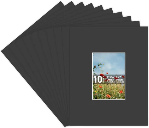 Vista 8 de Golden State Art, Paquete de 10 marcos de fotos negros de 8 x 10 pulgadas, sin ácidos, con núcleo blanco, corte biselado para fotos de 4 x 6
