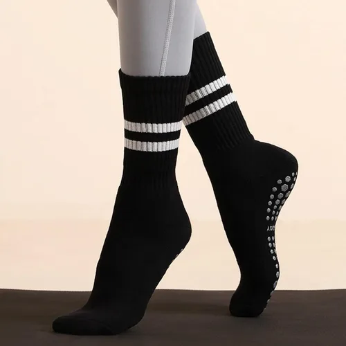 Vista 6 de JCZANXI Calcetines de yoga con empuñaduras para mujer, calcetines antideslizantes para yoga, pilates, barras, baile, calcetines acolchados ideales