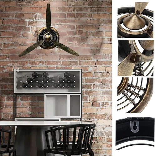 Vista 4 de Hélice de metal KTV para decoración de pared, estilo industrial retro, hélice mecánica montada en la pared, escultura de pared de hierro forjado 3D