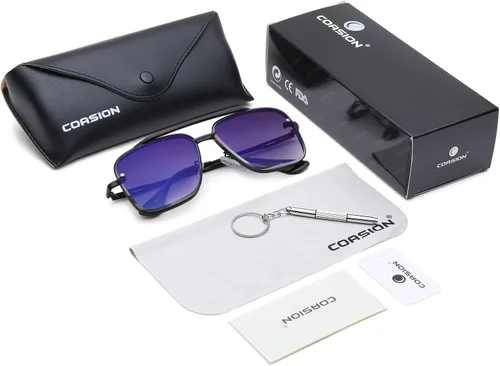 Vista 4 de COASION Tony Stark - Lentes de sol para disfraz, gafas de sol cuadradas retro para hombre y mujer