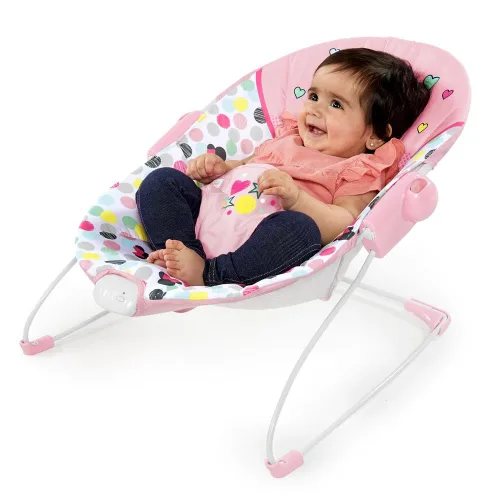 Vista 9 de Bright Starts Disney Baby Minnie Mouse Balancín para bebé con vibraciones relajantes y peluche Asiento para bebé - Barra de juguete extraíble, pies