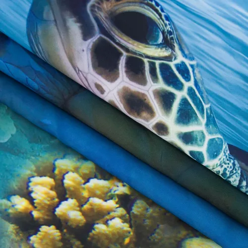 Vista 6 de HVEST Tapiz de tortuga marina para colgar en la pared, peces tropicales y coral en mundo submarino para dormitorio, océano azul, paisaje natural