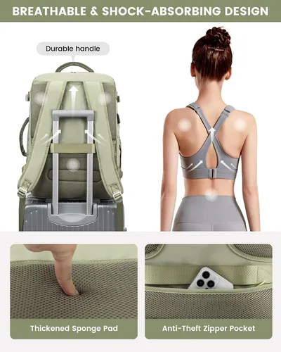 Vista 7 de LOVEVOOK Mochila de Viaje Grande, Mochila de Equipaje de Mano para Aviones, Viajes