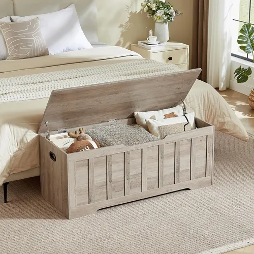 Vista 4 de VANKILEY Cofre de almacenamiento grande de 47.2", banco de almacenamiento Gris beige