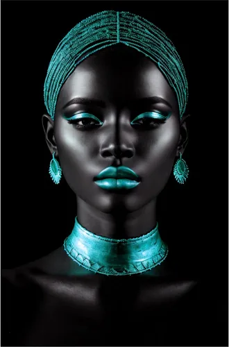 Vista 10 de Arte de pared afroamericano, impresiones en lienzo de niña negra y azul, póster de mujer afro-moderna, pintura artística negra para sala de estar