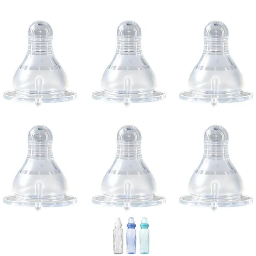 Vista 11 de Tetina de silicona para alimentación Evenflo, cuello estándar de plástico tintado clásico y botellas de vidrio clásicas, flujo lento, 3.3 ft+ Blanco