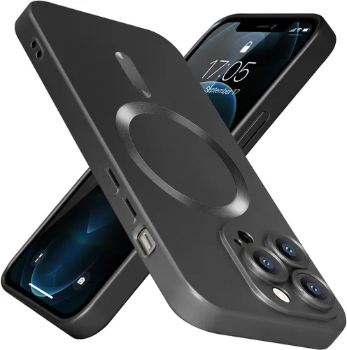 Vista 6 de Funda magnética para iPhone 12 Pro, [protector de lente desmontable] con protección completa de la cámara a prueba de golpes, mate, delgada, suave